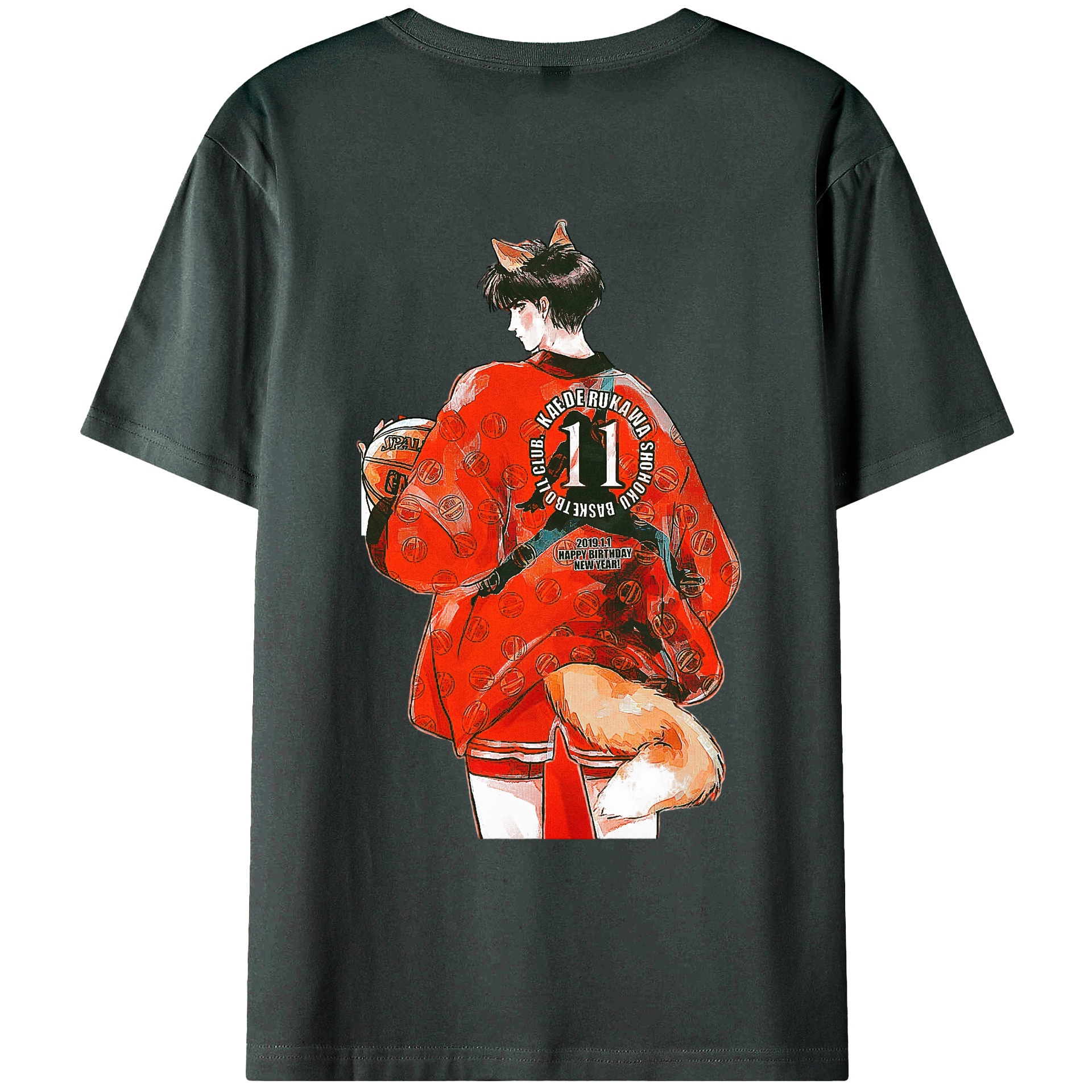 （画像用） SLAM DUNK／スラムダンク 綿100％ メンズ半袖Tシャツ（バックプリント） 通気性